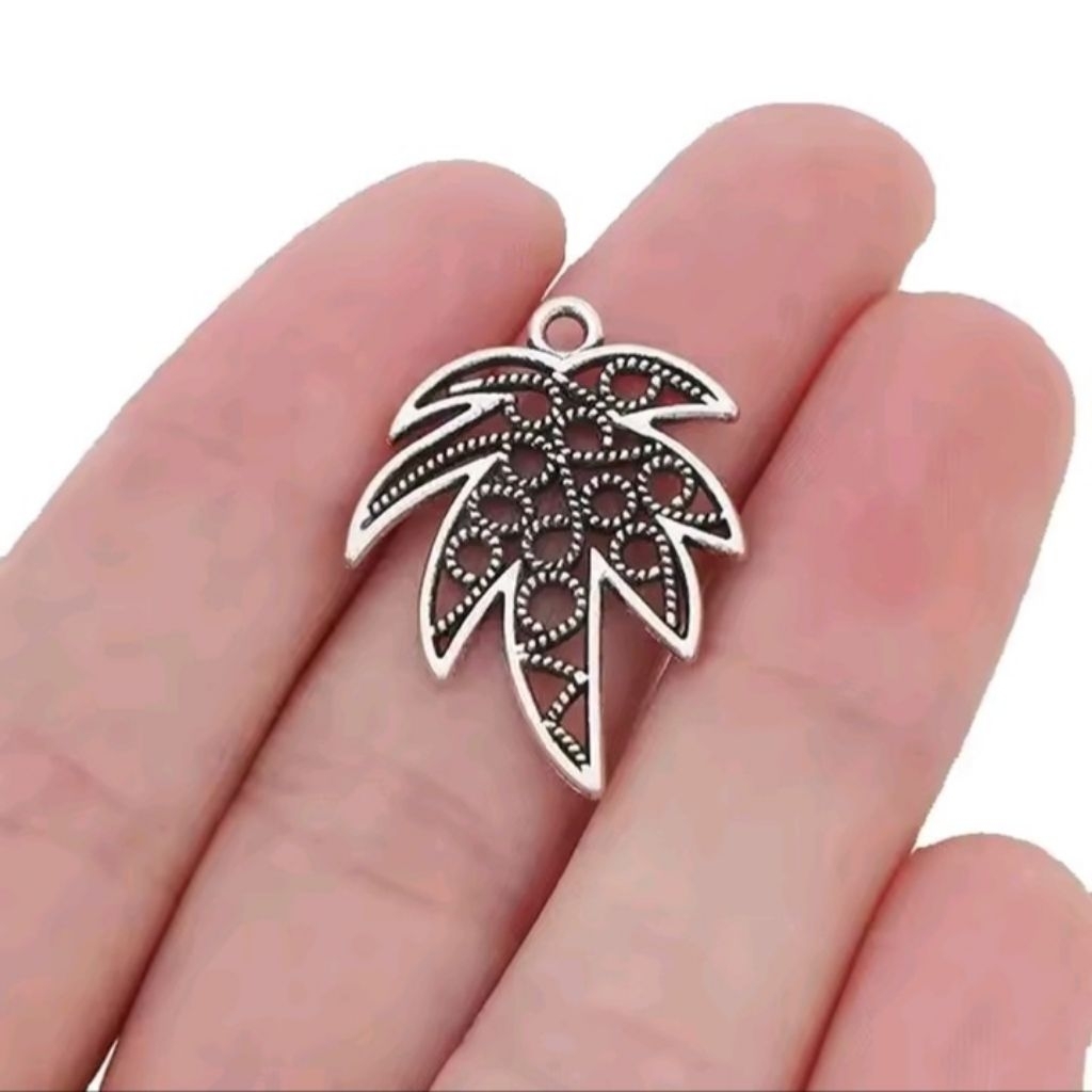 Liontin Charm Daun Kelapa Vintage | Aksesoris Kalung Gelang DIY Handmade