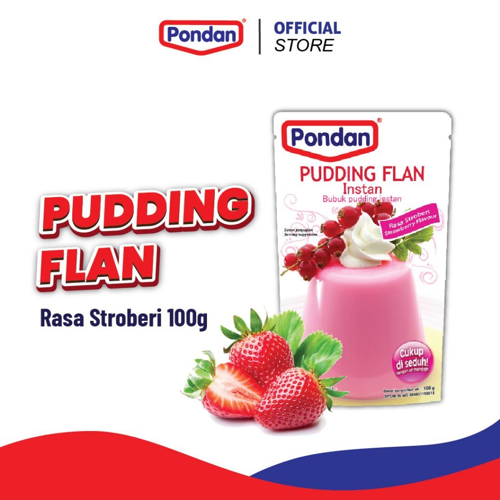 

[oddsolshop] pekanbaru/Pondan Pudding Flan Strawberry 100GR Premiks Puding Rasa Stroberi