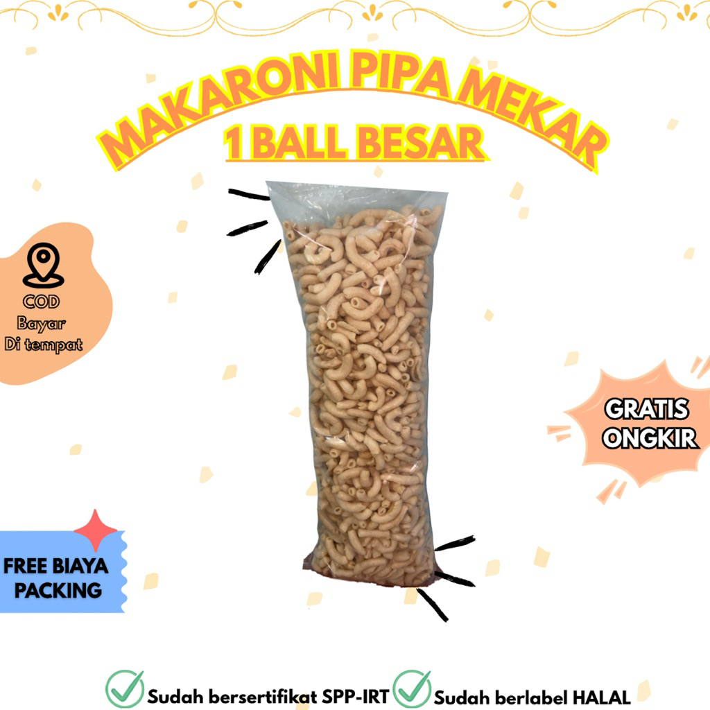 

[1KG] Snack Makanan Ringan Camilan Makaroni Pipa Mekar Rasa Original Asin