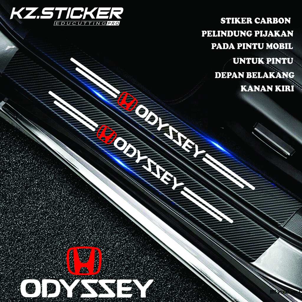 Stiker Cutting Sill Plate Carbon 3D Pijakan Pintu Mobil Odyssey Pelindung Bumper Bagasi  Honda Odyss