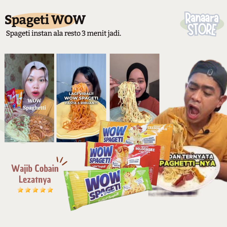 

[Rans Mart] Mayora WOW Spageti Instant Carbonara / Bolognese / Aglio Olio - Bolognese, 1 pc