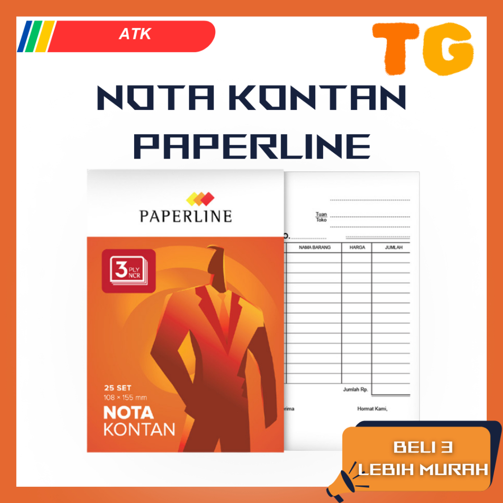 

Nota Kontan Paperline Kecil 2 Ply/ 2 Rangkap 108 X 155mm 25 Lembar
