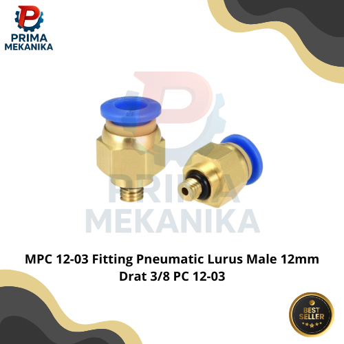 MPC 12-03 Fitting Pneumatic Lurus Male 12mm Drat 3/8 PC 12-03