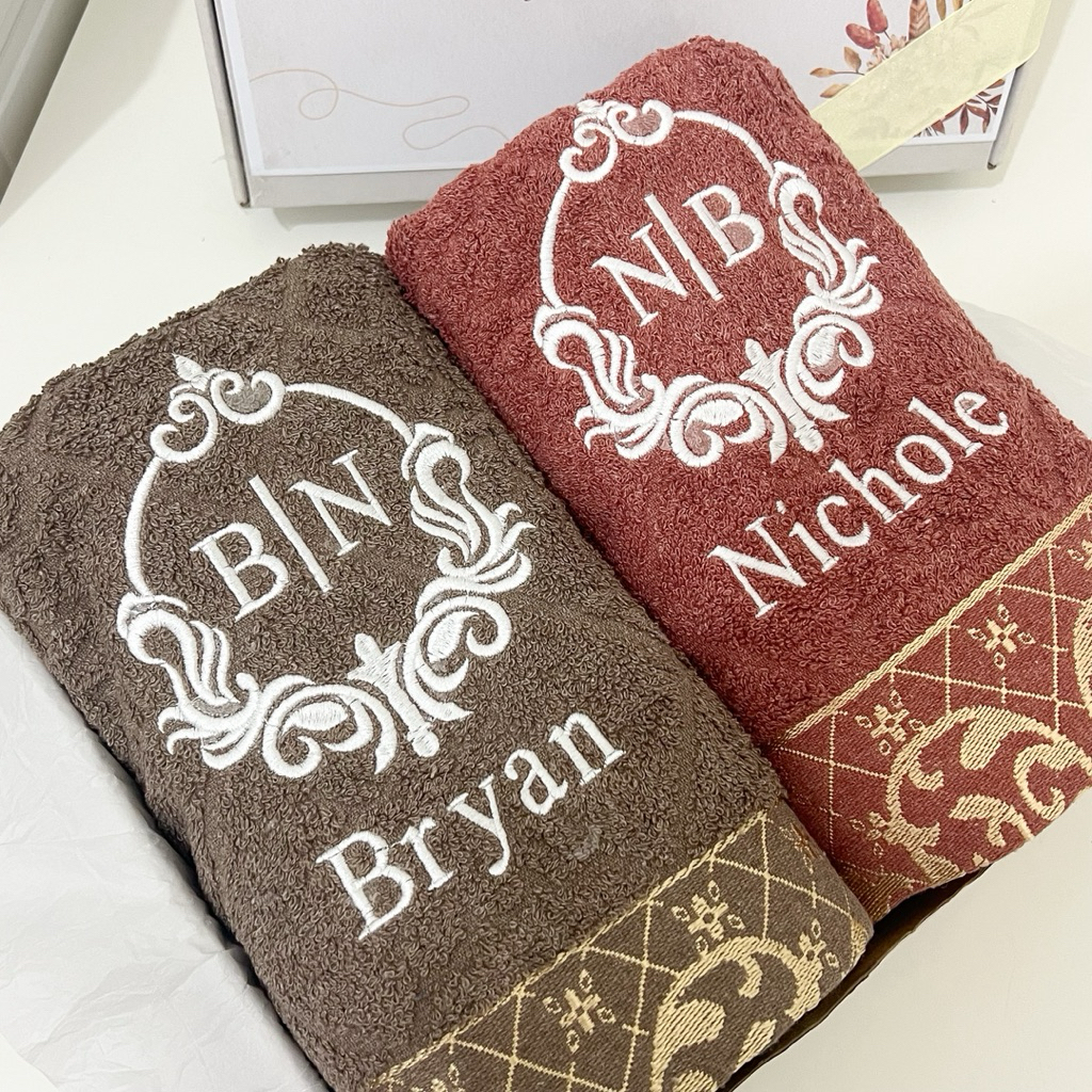 Handuk Pasangan Couple Bordir Custom / Handuk Seserahan Pernikahan Wedding / Hampers Wedding