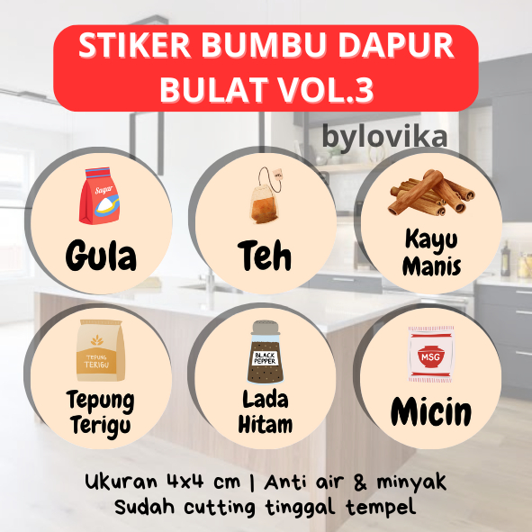 

(35 PCS) READY STOCK STIKER BUMBU DAPUR BULAT VOL 3 KITCHEN SPICES 4X4 CM KITCHEN LABEL TERMURAH BISA COD ANTI AIR DAN ANTI MINYAK PANTRY LABELS AESTHETIC ESTETIK