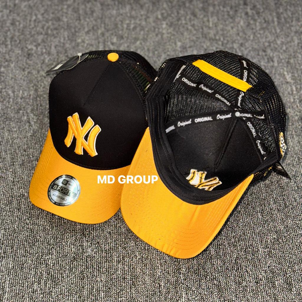 Topi Basebal Trucker NY Hitam Kuning – Streetwear Premium Unisex Adjustable Cap