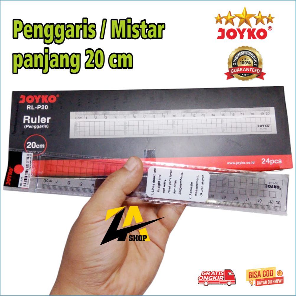

PENGGARIS JOYKO 20 cm / MISTAR JOYKO 20 cm, Penggaris Plastik elastis, Ruller, Harga untuk 1 pcs
