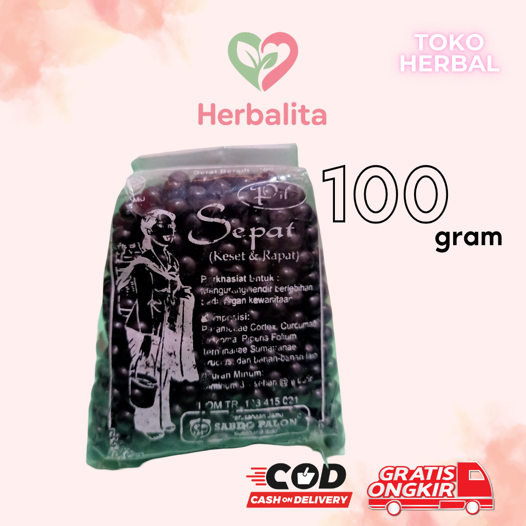 

Pil Sepat 100gram Keset Rapet Sabdo Palon pil hitam kemasan - Herbalita