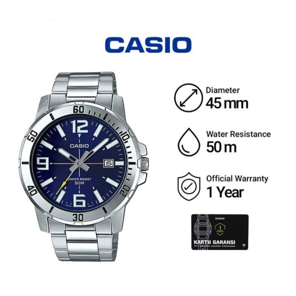 Casio General MTP-VD01D-2B / MTP-VD01D-2BVUDF Jam Tangan Pria Original