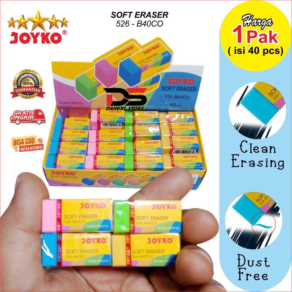 

JOYKO Eraser Penghapus ER-526-B40CO, PENGHAPUS PENSIL JOYKO HARGA 1 PAK ISI 40 PCS