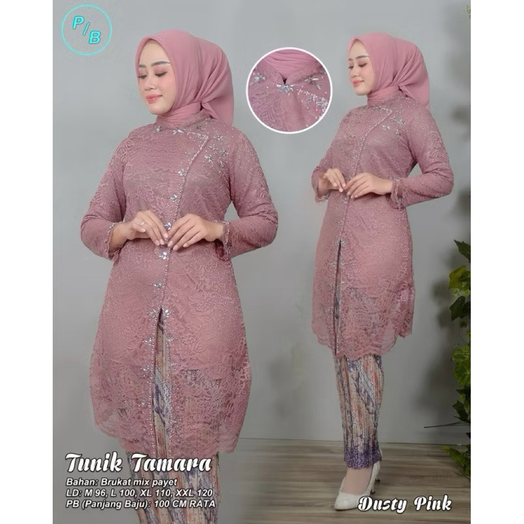 Setelan Kebaya Tunik Brokat Janggan Payet Jumbo Ld 96-130cm / Kebaya Kondangan / Atasan Kebaya / Keb