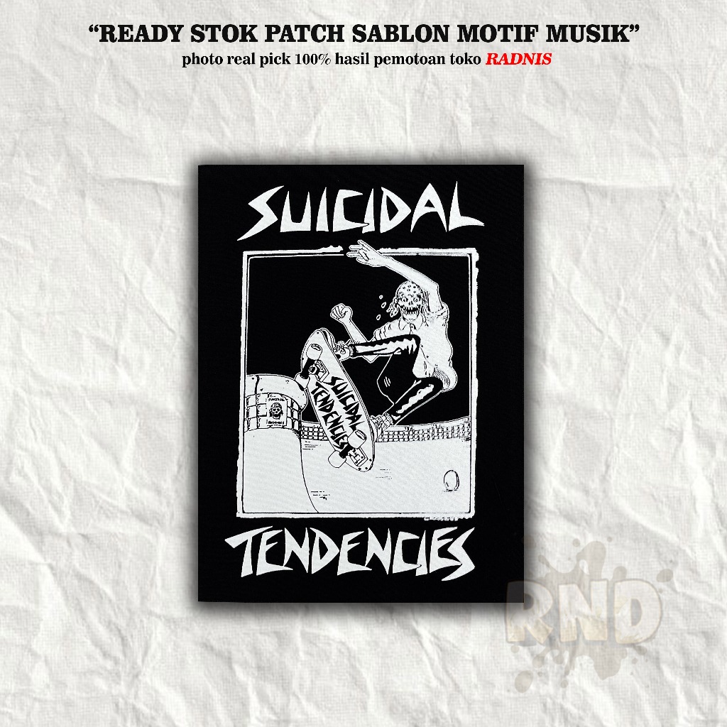 Patch Suicidal Tendencies Emblem Besar Ukuran 40 cm x 30 cm Backpatch Sablon Motif Musik Tempelan Ja