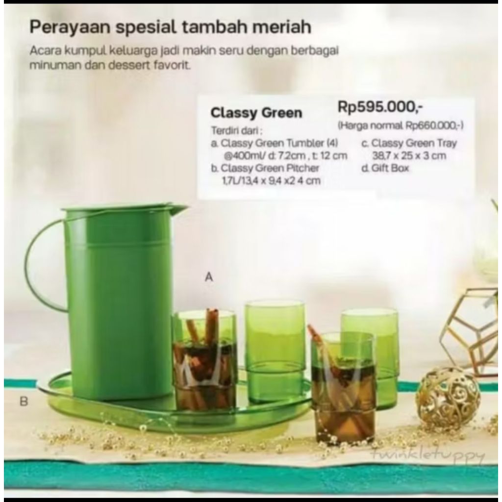 Set Teko gelas nampan Tupperware ori BARU