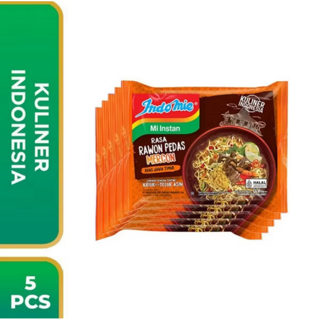 

Indomie Rawon Pedas Mercon – 5 Bungkus | Mi Instan Khas Jawa Timur Super Pedas Gurih | Sembako Express
