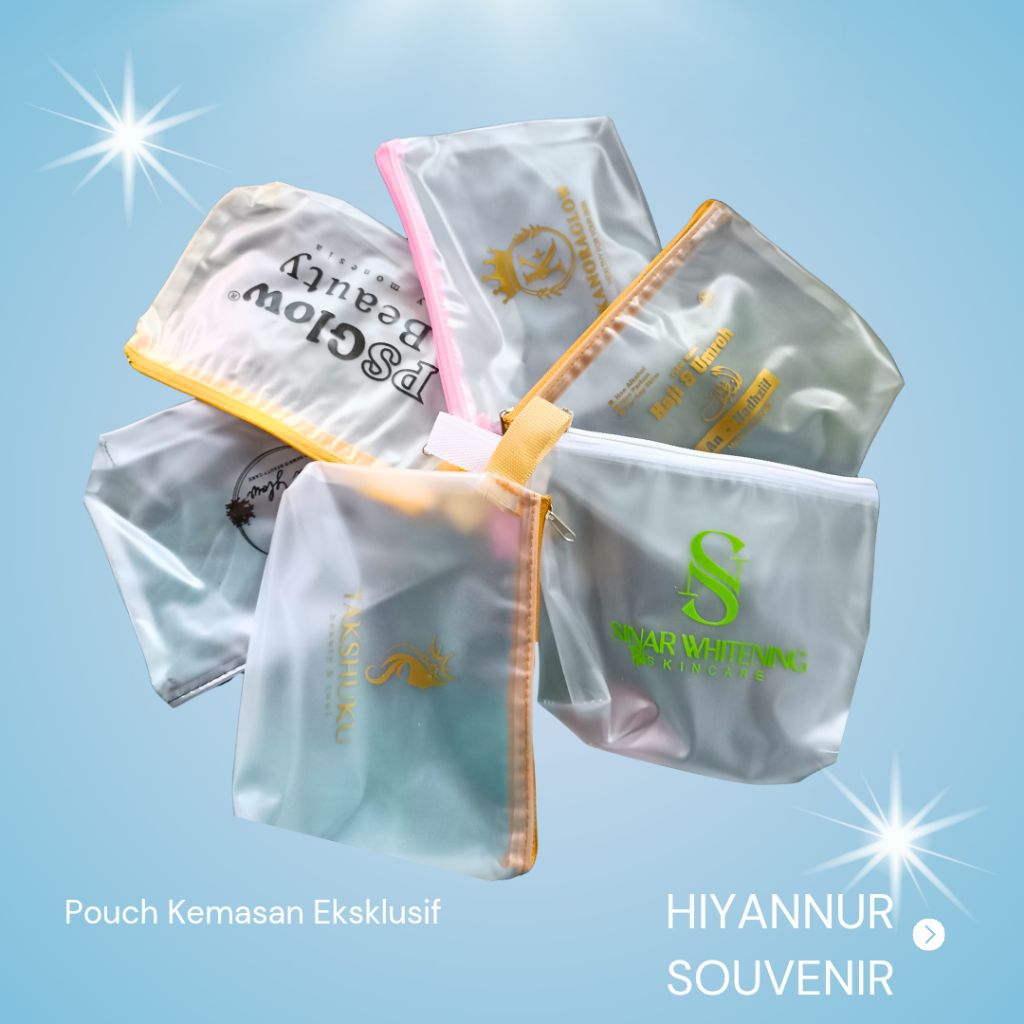 Dompet Kosmetik Transparan Plastik Souvenir Aneka Warna Pilihan