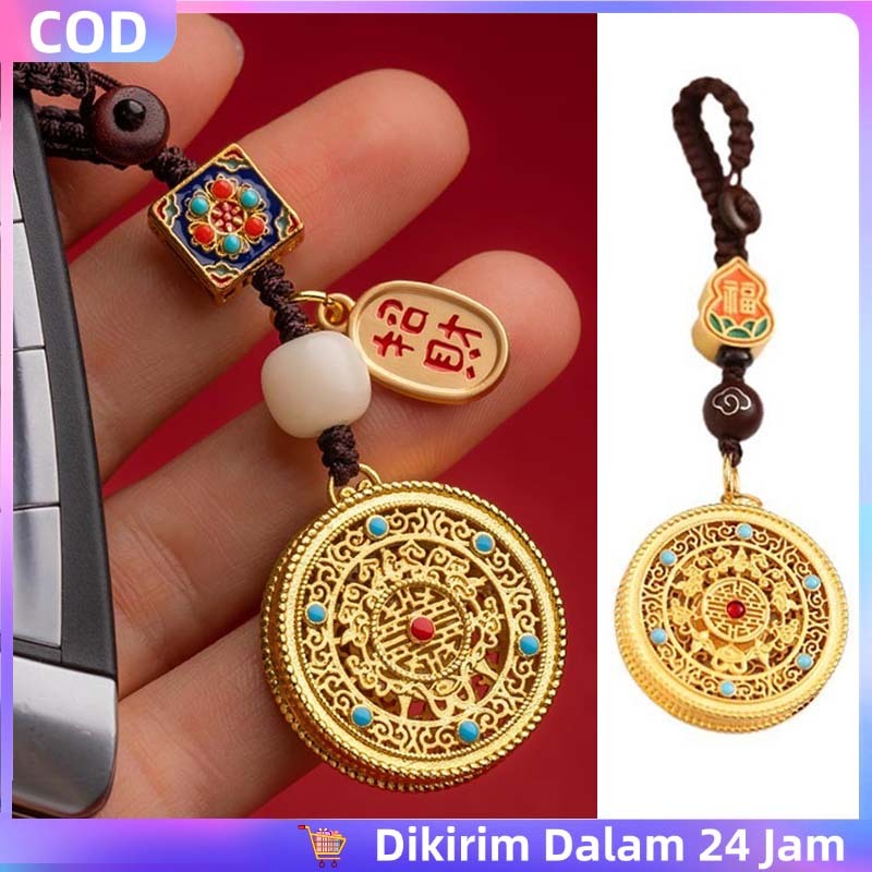 Kuningan Gantungan Kunci Cina Fengshui Tali Cokelat Gantungan Kunci Kuningan Zhaocai Fu Fengshui Luc
