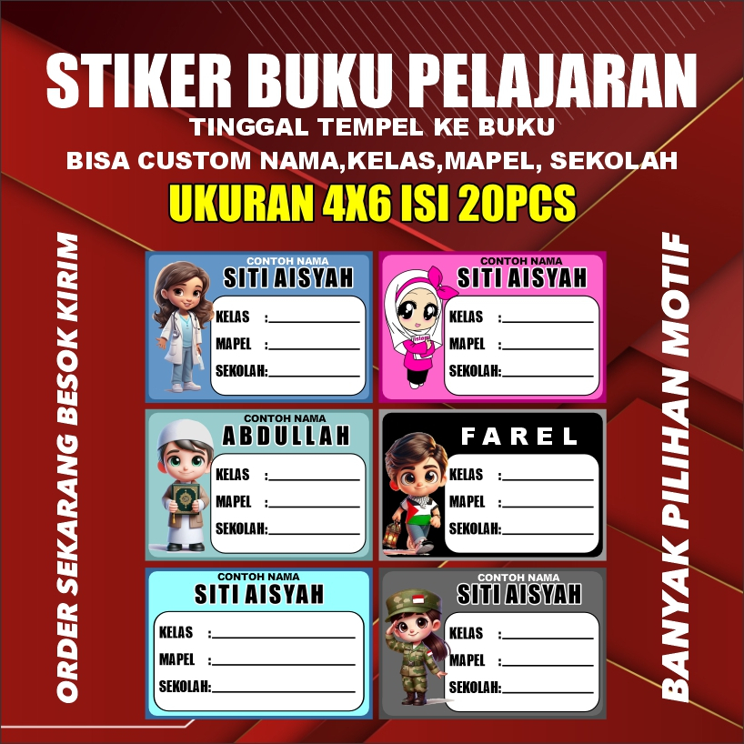 

Stiker label buku custom isi 20pcs