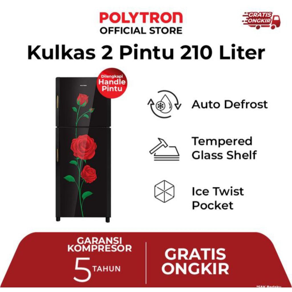 KULKAS POLYTRON 2 PINTU BELLEZA VARIA 210L PRM21DRX 2PINTU KULKAS POLYTRON 2 PINTU PRM21DRX KULKAS P