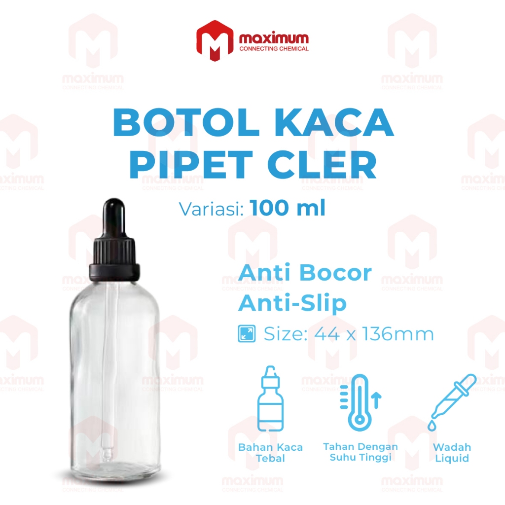 Botol Pipet Kaca Bening Segel 100ml / Botol Kaca 100ml Segel Clear / Botol Kaca Clear 100ml Pipet