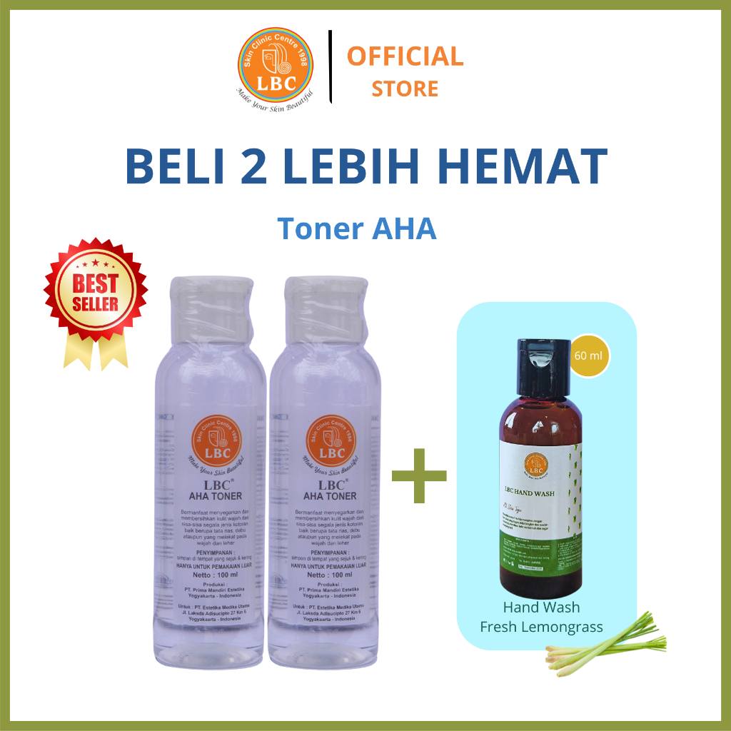 LBC-Paket Hemat 2 Toner AHA + Handwash Fresh Lemongrass 60ml