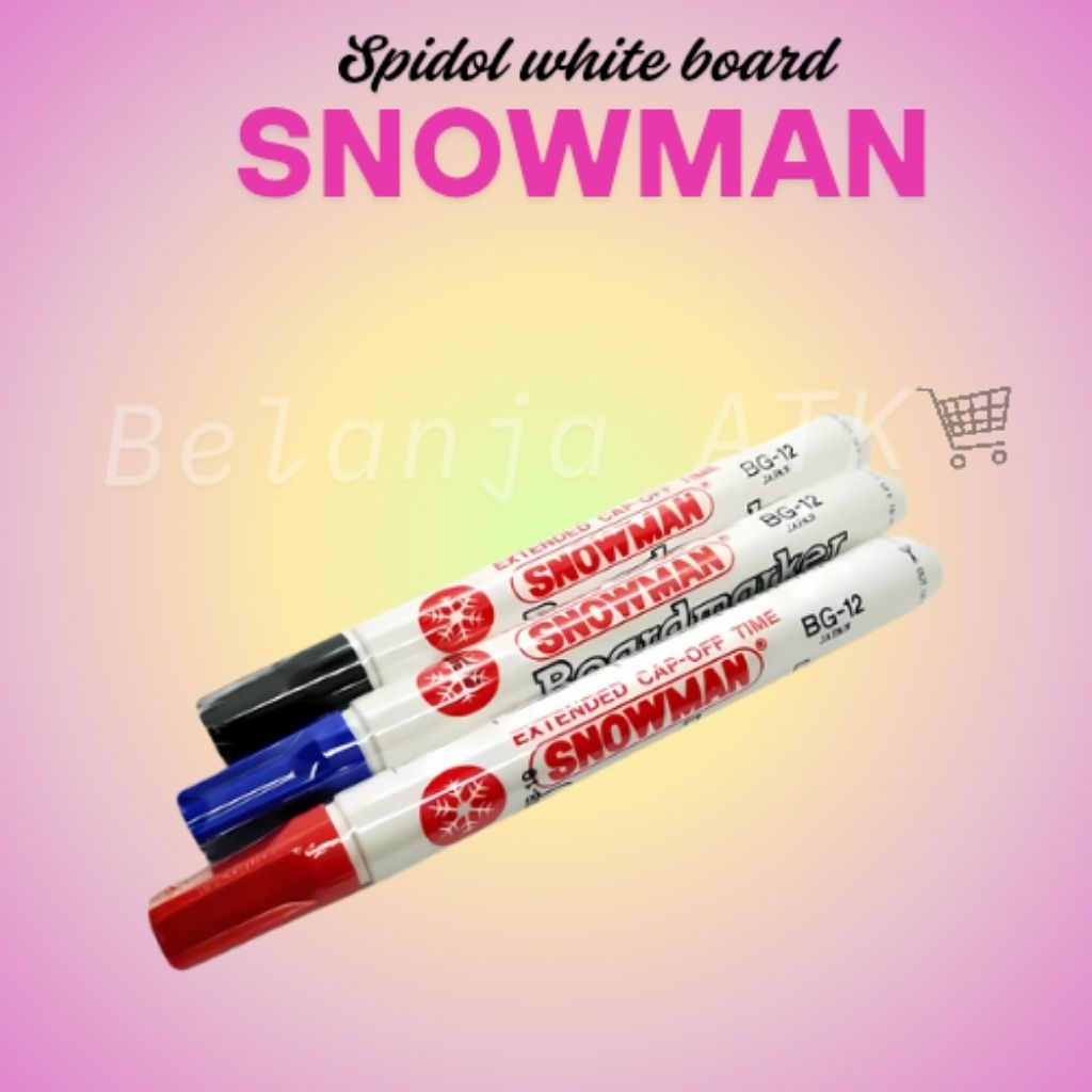

Spidol Papan tulis / White board biasa Smowman BG-12 hitam / biru / merah