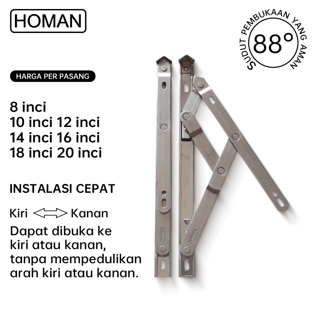 Homan Engsel Casement Jendela Aluminium 12 Inch Inci Modern Engsel jendela kayu SUS430