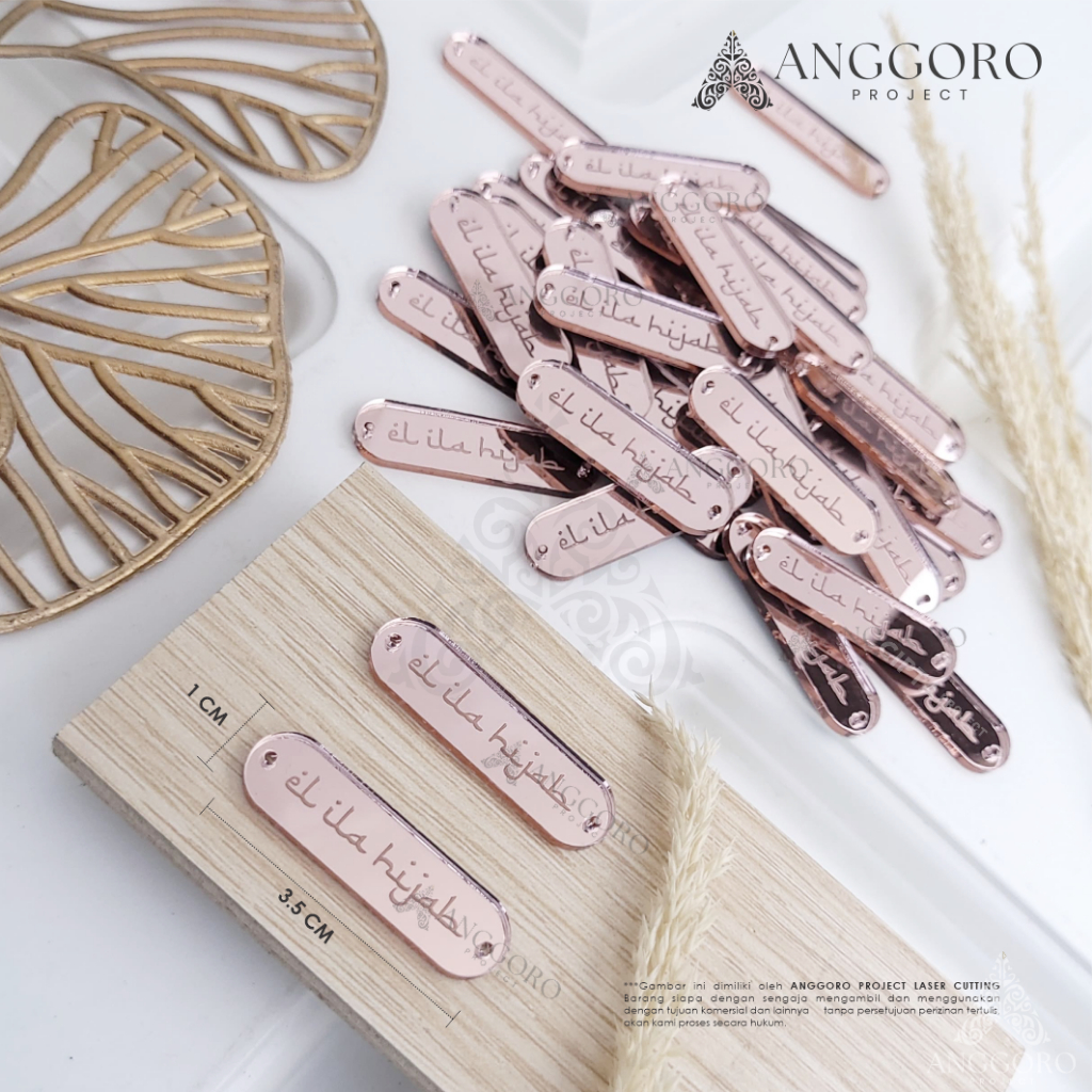 

[TERMURAH] Label Akrilik Rebranding Hijab ROSE GOLD / Baju / Gamis Label Baju Acrylic