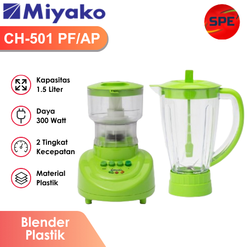 BLENDER CHOPPER PLASTIK MIYAKO KAPASITAS 1.5 LITER CH-501 PF/AP GARANSI RESMI (MEDAN)