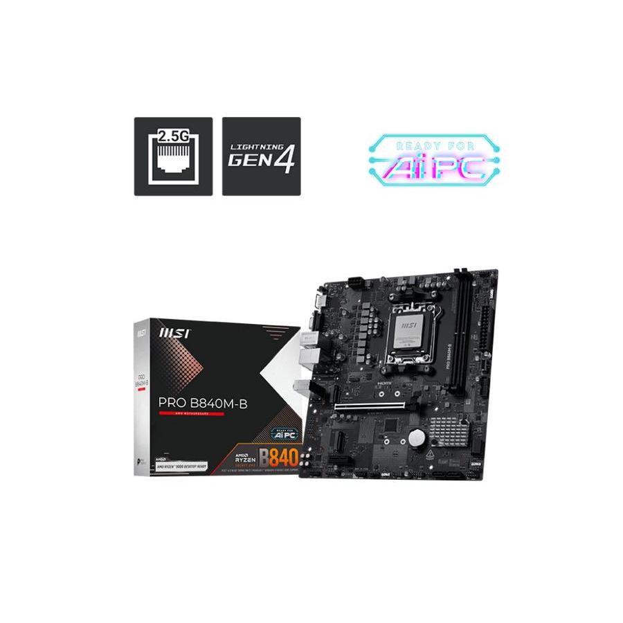 Motherboard MSI PRO B840M-B (AM5, AMD, B840, DDR5, USB3.2, SATA3)