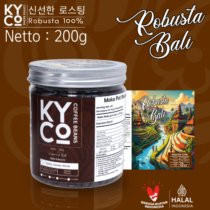 

Biji Kopi Robusta Bali 200 gram - Espresso Beans Grade 1 | Roast Beans | Mokapot | Medium Dark Roast | Kopi Susu | Blend Kopi | Kiyowo Coffee Roastery