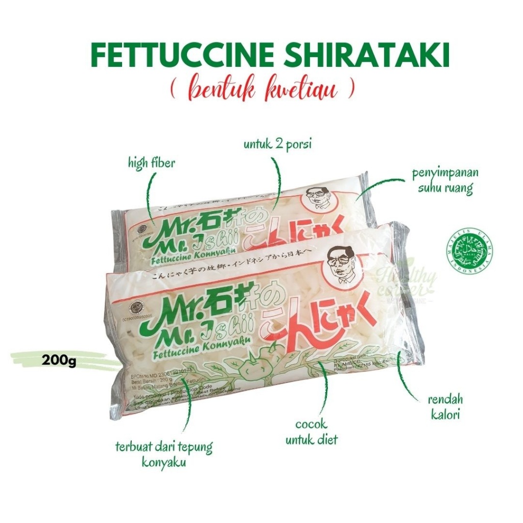 

[oddsolshop] pekanbaru/Mr Ishii Fettuccine Konnyaku 200GR Mi Basah Mie Matang Fetucine Konyaku