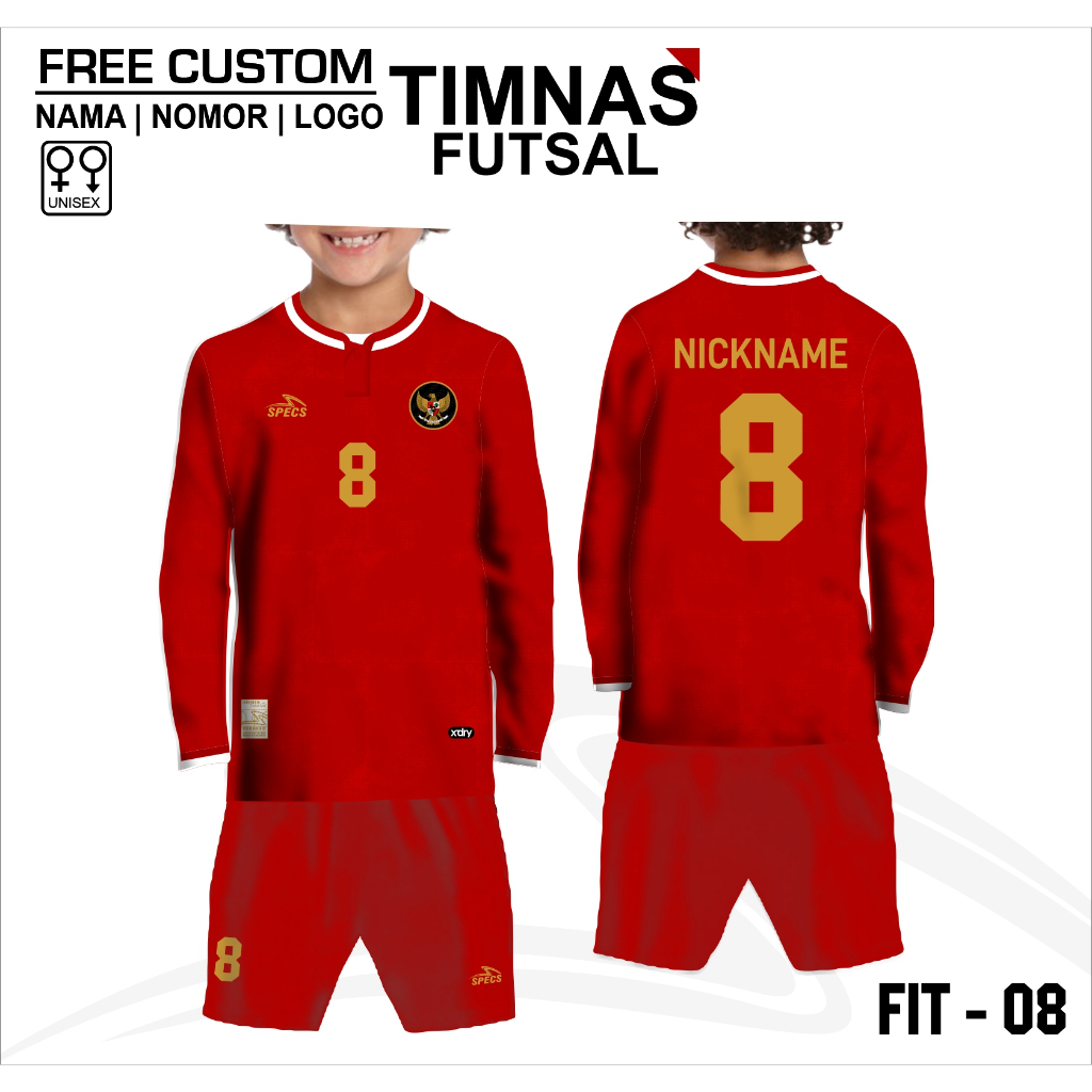 Jersey futsal timnas kaos anak baju bola futsal timnas Indonesia terbaru lengan panjang