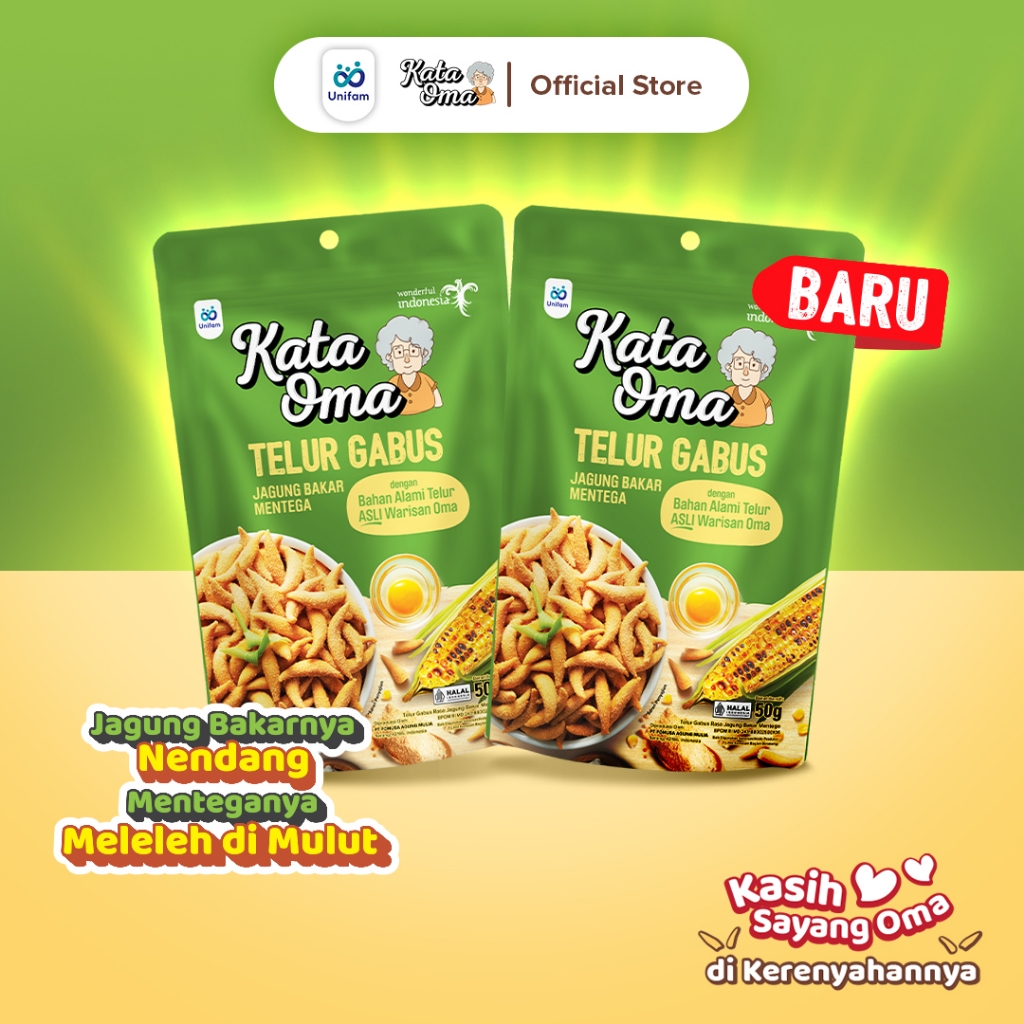 

Paket Isi 2 Kata Oma Telur Gabus Rasa Jagung Bakar Mentega 50 Gr