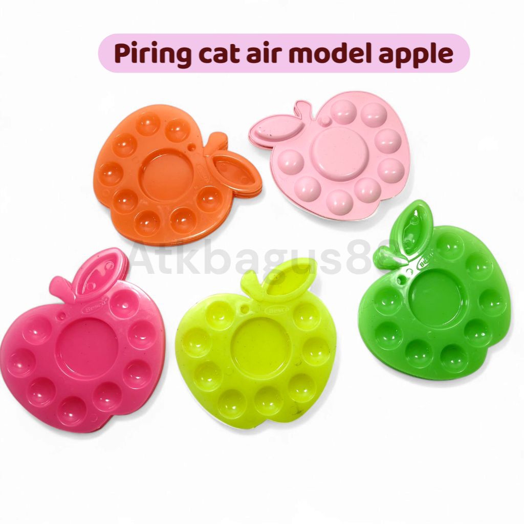 

12 pcs Palet Cat Air Bentuk Apel Lucu - Piring Cat Air Warna untuk Melukis Anak-Anak