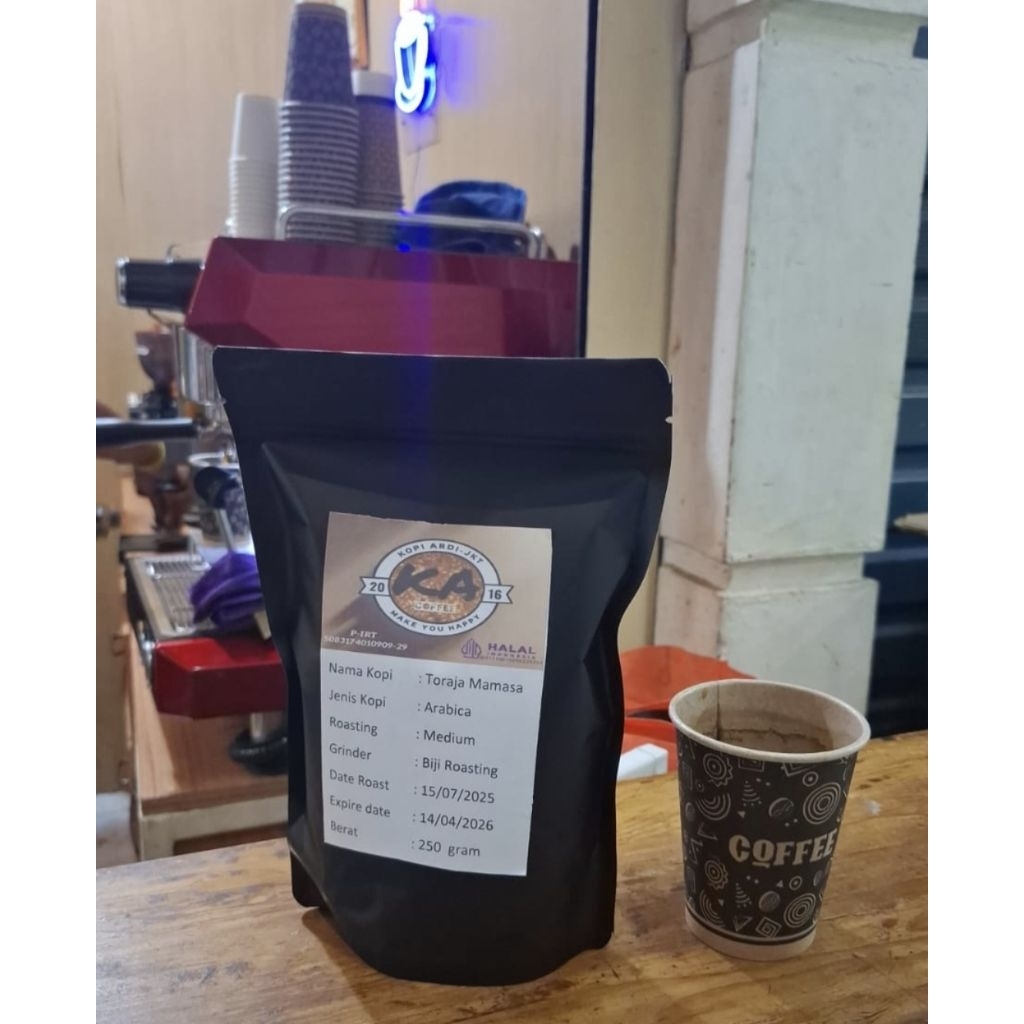 

Biji kopi Roasting/Aneka bubuk Arabica Toraja Sapaan/Pulu2/Kalosi 250 gram berijin dan halal
