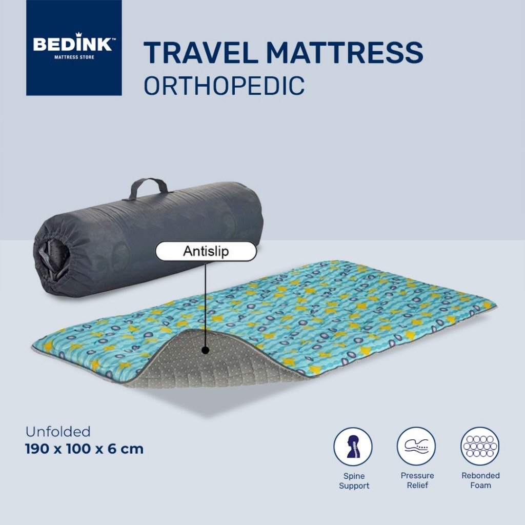 BEDINK Travel Mattress Orthopedic 6cm 100 x 190 - Busa Rebonded / Matras Lantai / Kasur Lantai / Bus