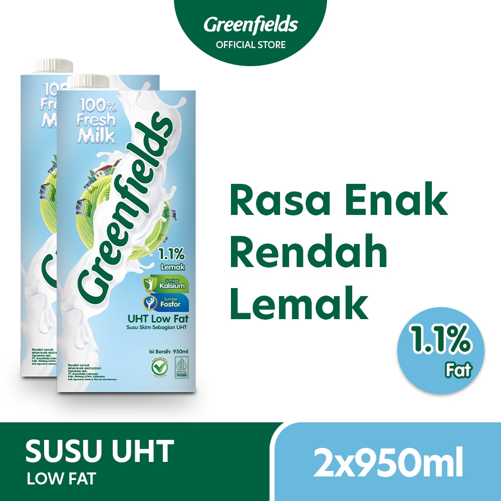 

[Twinpack] Susu Greenfields UHT Low Fat 950mL x 2 pcs