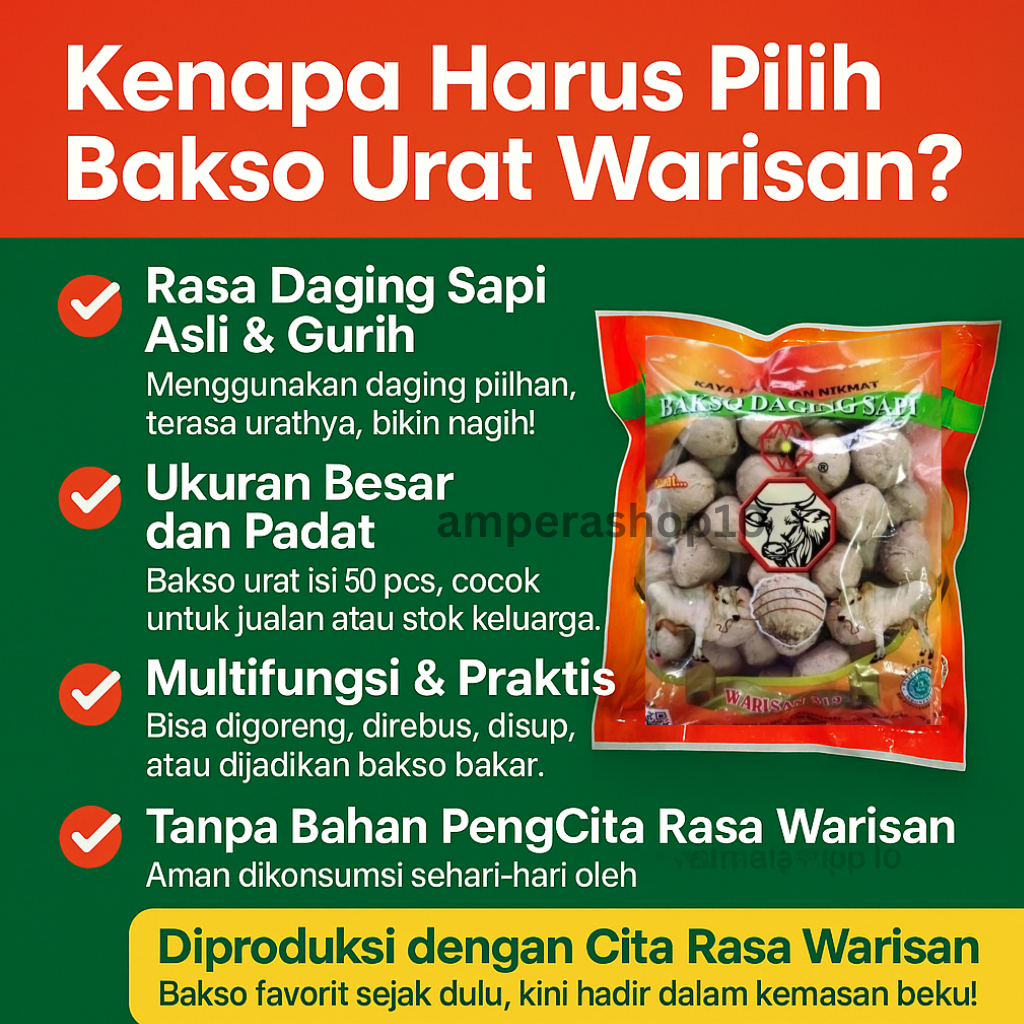 

Bakso Urat Warisan 319 isi 50 butir/600 gr