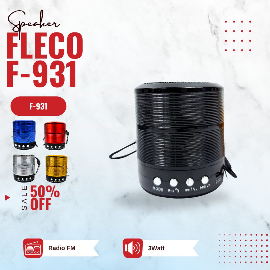 Speaker bluetooth FLECO F - 931 BT portabel Wireless Super Bass mini Stereo Original