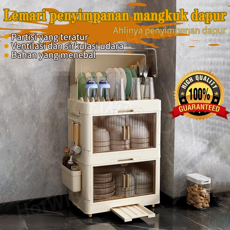 Lemari Organizer Peralatan Makan 1/2/4 Lapis - Material Sehat Tahan Suhu Tinggi & Tanpa Perakitan