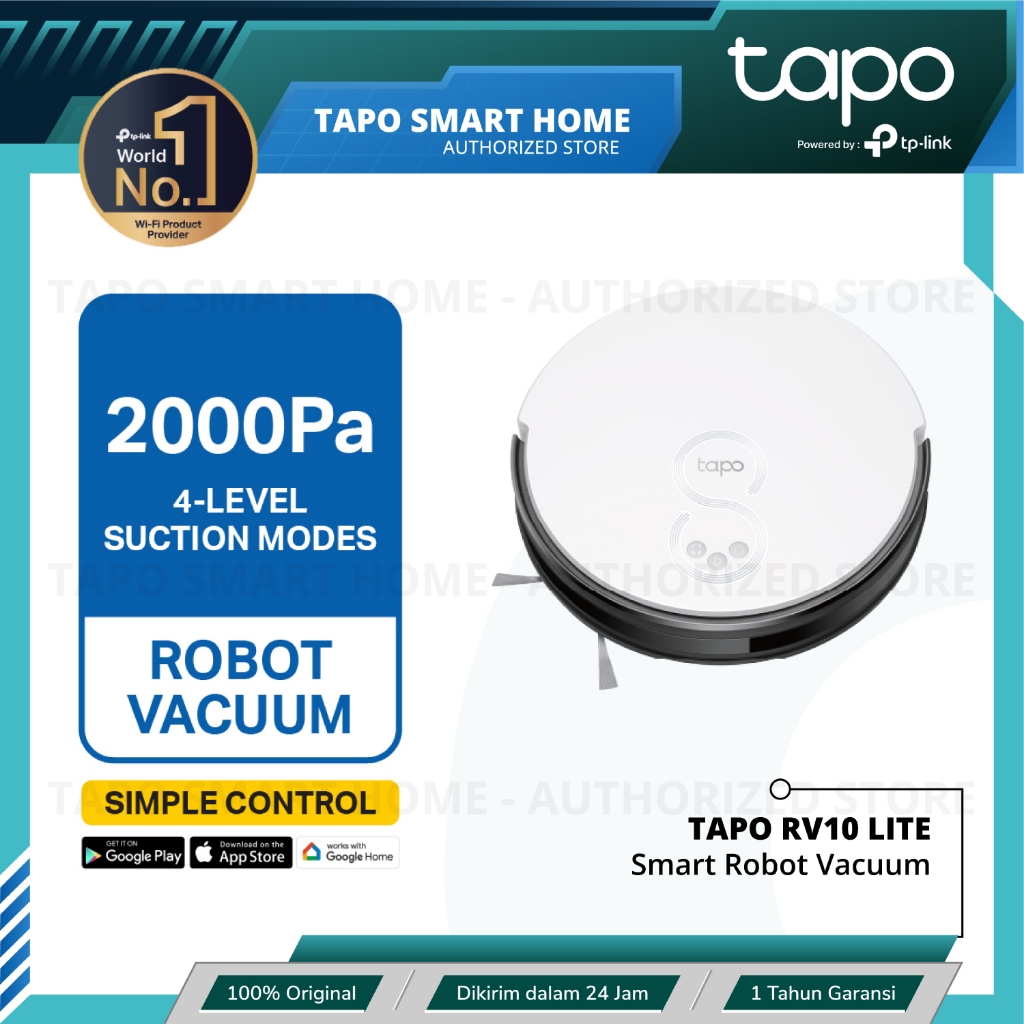 TAPO RV10 Lite Smart Robot Vacuum 2000 Pa with Voice and App Control High-Efficiency Zigzag Path Pla