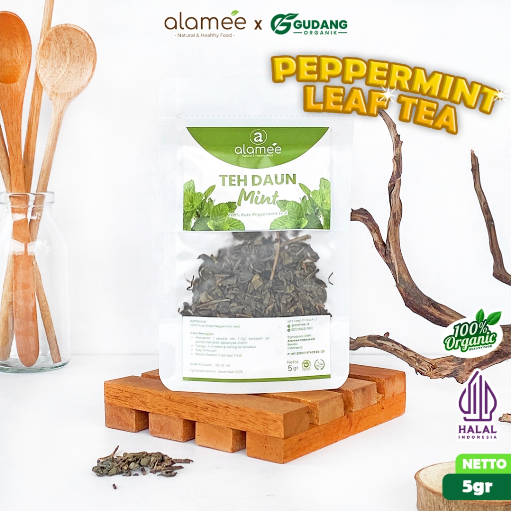 

alamee teh bunga papermint dengan aroma segar dan rasa mint yang khas dalam setiap cangkir 5 gram