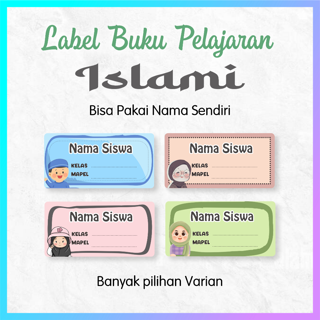 

21PCS Sticker Label Buku Pelajaran Sekolah Islami / Sticker Custom Islami