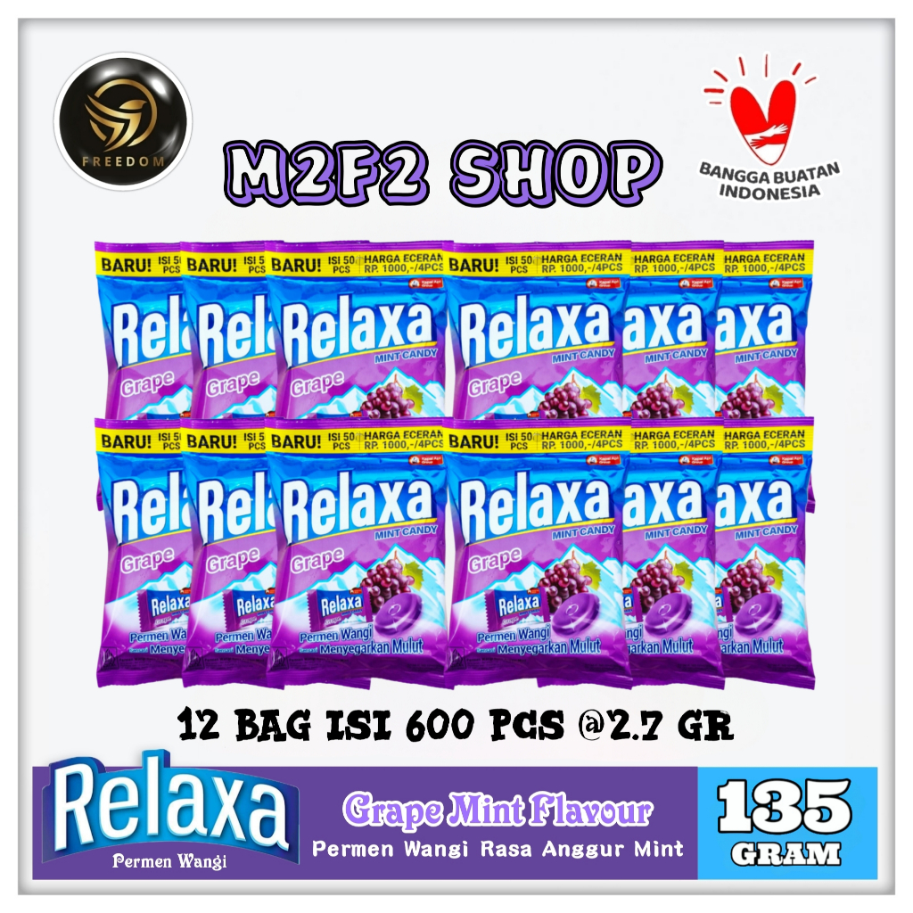 

Relaxa Grape Mint Flavor Candy | Permen Mint Rasa Anggur Wangi Segar Bag - 135 gr (Kemasan 12 Pcs)