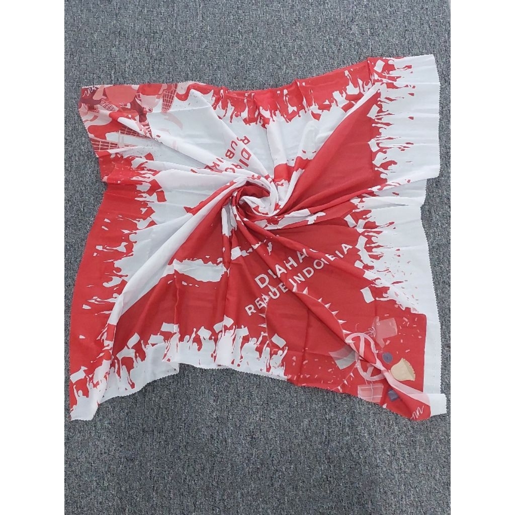 KRUDUNG HIJAB JILBAB SEGI EMPAT VOAL motif deenay Kemerdekaan Merah Putih
