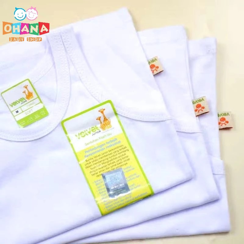 Ohanababy.id VELVET JUNIOR SINGLET PUTIH / SINGLET DALAM BAYI / Baju Kutung Bayi