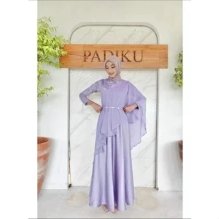 Rizkiya Dress 10 in 1 LOOK Gamis Muslim Satin Brokat Kombinasi Selendang Ceruti Viral Baju Pesta Bri