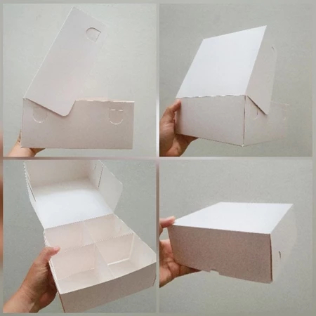 

( 10 Pcs) Dus Mochi Sekat 4 Ukuran 20x20x8 cm Box Kotak Putih Polos