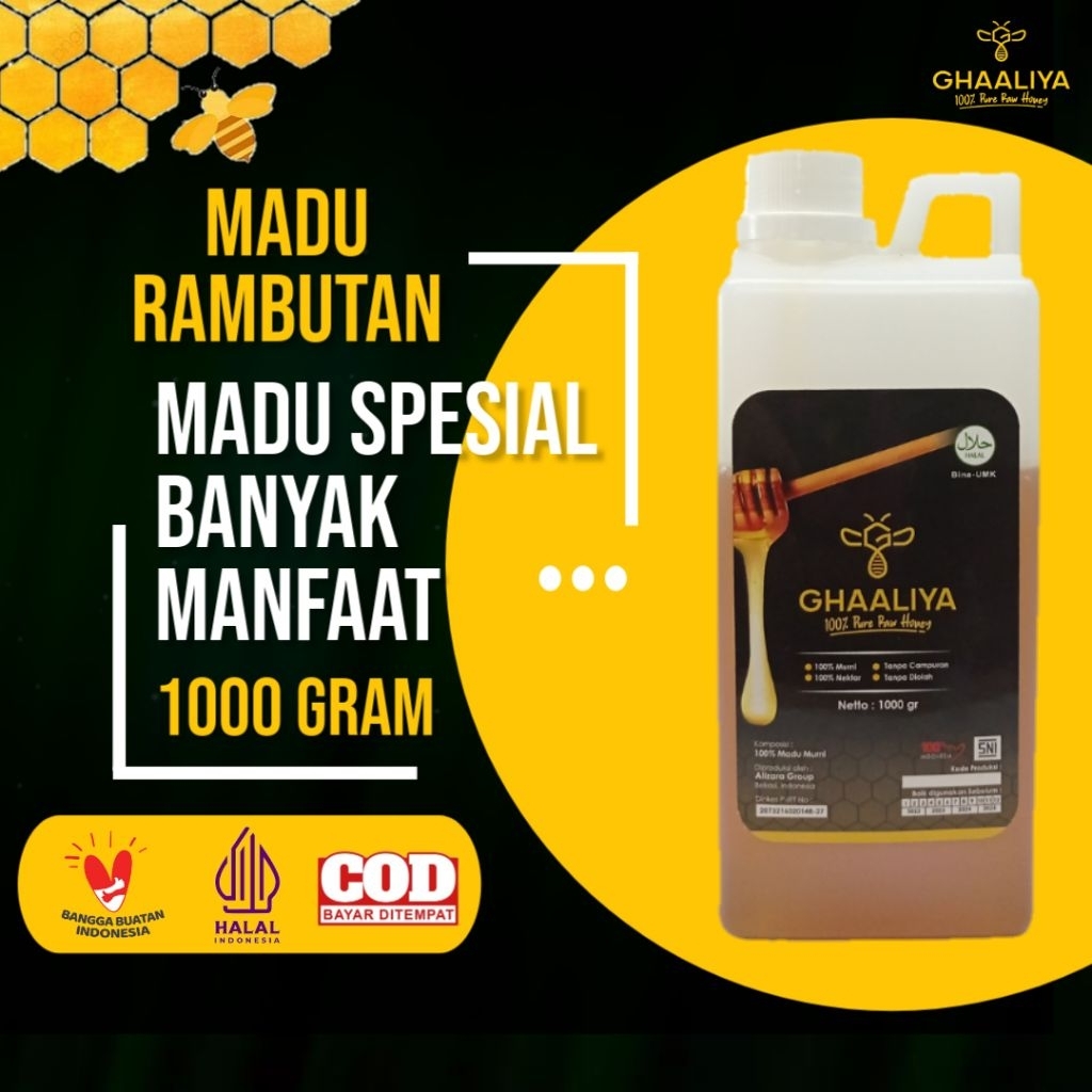 

Madu Honey Nektar Rambutan Asli Murni 100% Tanpa Campuran Nusantara Original Bpom 1000gram