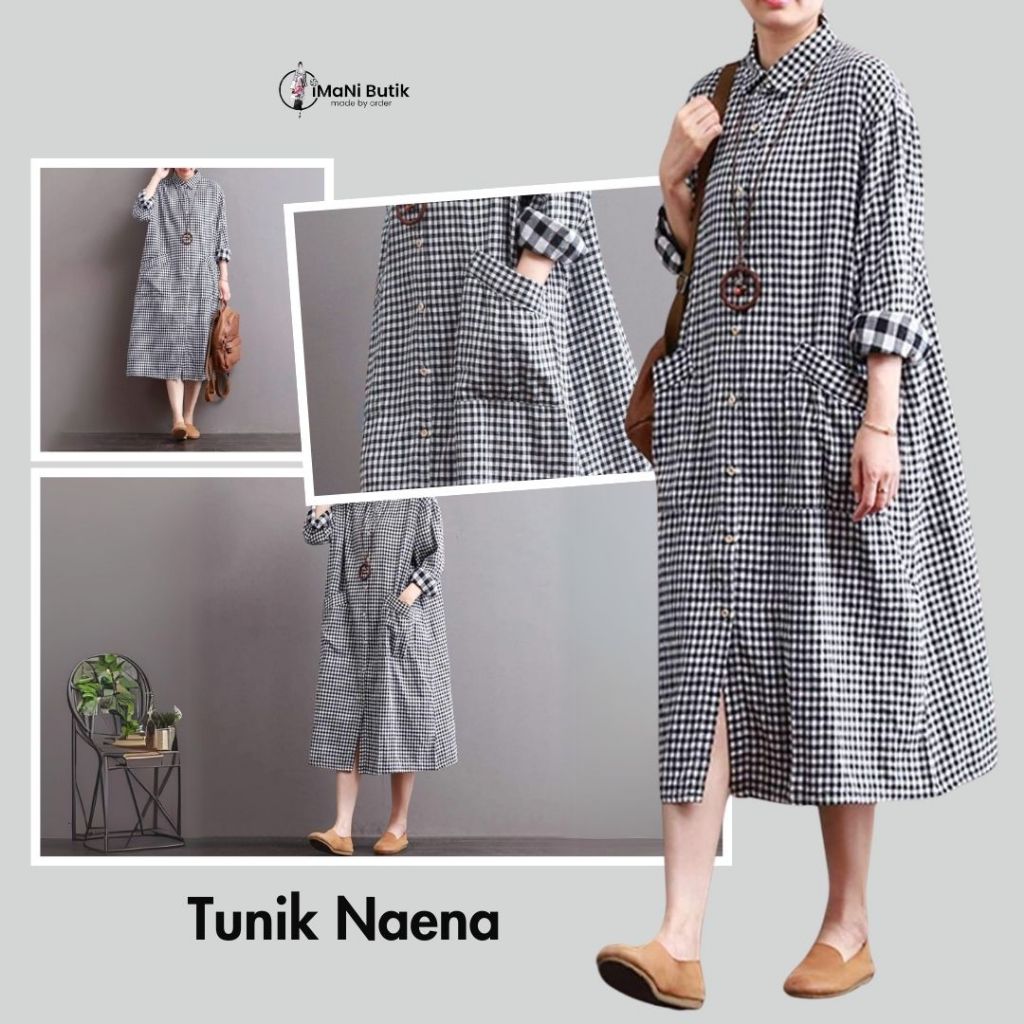 Imani Butik | Fashion Wanita Tunik Naena Model Kotak Katun Kasual